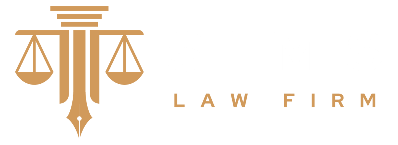 Sims Law Firm Logo White and Gold - Transparent